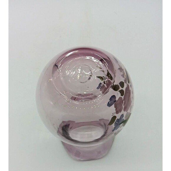 Vintage Fenton Amethyst Purple Glass Floral Hand Painted Vase - Picture 7 of 7